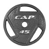 CAP Barbell 45 LB Cast Iron Olympic 2-Inch Grip Weight Plate – Single | Black
