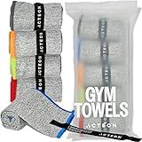 Acteon Microfiber Gym Towels 5 Pack, Quick Dry Silver ION Odor-Free Sweat Towel, Super Absorbent Fast Drying for Men & Women, Workout, Yoga, Running, Hiking, Travel – 16x30.5 Inch
