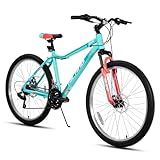 HH HILAND 26 Inch Mountain Bike for Women, 18 Speeds Gear, Front Suspension Fork, Aluminum Frame MTB, Adult Ladies Bicycle, Green