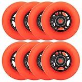 WHEELCOME 8-Pack Inline Skate Wheels, 85A, Indoor & Outdoor (Orange, 76mm)