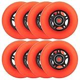 WHEELCOME Inline Skate Wheels Outdoor & Indoor Blade Roller Skate Wheel 85a Roller Hockey Wheels w/Bearings ABEC-9 for Scooter Luggage Repair, 64mm 70mm 72mm 76mm 80mm Dia, 8-Pack (Orange, 64mm)
