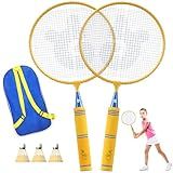 Kids Badminton Rackets Set with Soft Grip, Oversize & Lightweight Shuttlecocks Racquet with Carry Bag for Children Youth, 2 Player Sport Game for Indoor Outdoor Backyard