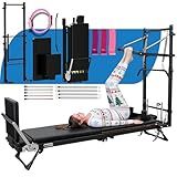 BIOCOR MAX3.0 Foldable 93" Pilates Reformer with Tower, Pilates Machine with Attachable Tower, Pilates Ring & Yoga Bands, Jumpboard, Dual Resistance Springs, Reformers for Home Workout, up to 800 lbs