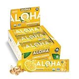 ALOHA Organic Plant Based Protein Bars - Lemon Cashew - 12-Count - Vegan, Low Sugar, Gluten-Free, Paleo, Low Carb, Non-GMO, No Stevia & No Erythritol