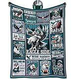 VISSTREE Football Throw Blanket Gifts for Men, Green Football Rugby Soft Fuzzy Flannel Plush Blanket for Women Boys Fan Sofa Bed Bedroom Sports Game Blankets Birthday 50'' x 60''