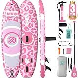 Niphean（Ultra-Light） Inflatable Paddle Board with StabilTrac Fin and Durable SUP Accessories, 10' Stand Up Paddle Boards for Adults & Youth, Versatile Yoga Paddle Board, Gift Ideas-Candy Leopard
