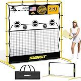 Pickleball Rebounder Practice Net with 6FT Small Mini Pickleball Net Set - Portable Solo Training System for Forehands, Dinks & Volleys, Indoor Outdoor Backyard Driveway Use with Carry Bag