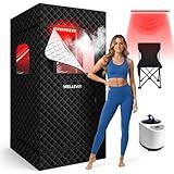Upgraded Infrared Sauna Box for Relaxation, Portable Sauna for Home, Sauna Tent with 660nm Red Light Therapy, Quick Heating and Easy Setup, Personal Sauna with 2.5L/1000W Steamer, 2.6’ x 2.6’ x 5.9’