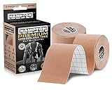 Hampton Adams | As Seen on Shark Tank | Elastic Kinesiology Tape (2-Pack) | Uncut Athletic Tape Supports & Protects Muscles Knees Shoulders & Plantar Fasciitis | Waterproof Hypoallergenic (Beige)