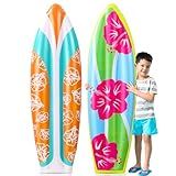 JellyArch 4 Pcs 36 Inch Inflatable Surf Board Inflatable Luau Party Decorations Blow up Surfboard (Flower Style)