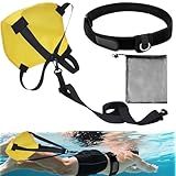 Adjustable Swim Parachute Belt - Resistance Training Stationary Swimming Belts Set for Swimmers Build Speed & Endurance for Pool, Ocean Water