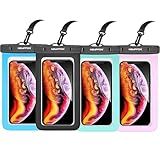 Newppon 4 Pack 8.5“ Waterproof Cell Phone Pouch - Underwater Dry Bag Case Lanyard -Water Proof Clear Holder Protector for iPhone 17 16 Pro Max Plus Air Samsung Galaxy S25 Ultra Note for Beach Swimming