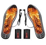 HIWARM Electric Heated Insoles Far Infrared 4 Constant Temperatures Rechargeable Foot Warmers for Men Women, Thermal Shoes Boots Inserts for Skiing, Hiking, Camping(S)