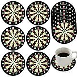 CXY Coasters Set of 6, Dart Board Pattern Wood Drink Coasters for Home Decor, Heat Resistant Table Coasters for Coffee Table Bar Office Desk, Darts Fan Gift-A3
