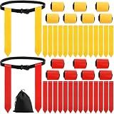 Acshio 14 Set Flag Football Belts, Quick-Release Buckle | Adjustable Flag Football Flags Set with Belts, Easy Tear Away Flags Football Kit for Players Training Competition, 2 Color
