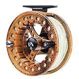 M MAXIMUMCATCH Maxcatch ECO Large Arbor Fly Fishing Reel (3/4wt 5/6wt 7/8wt) and Pre-Loaded Fly Reel with Line Combo (Brown Trout Reel Loaded Moss Green Line, 5/6 Weight)
