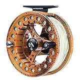 M MAXIMUMCATCH Maxcatch ECO Large Arbor Fly Fishing Reel (3/4wt 5/6wt 7/8wt) and Pre-Loaded Fly Reel with Line Combo (Brown Trout Reel Loaded Moss Green Line, 5/6 Weight)