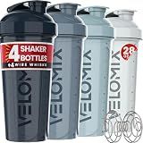 VELOMIX 4 Pack 28oz Shaker Cups for Protein Shakes, Aqua Depths