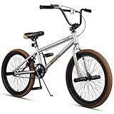 vollsch Freestyle BMX Bikes 20 Inch Kids Bicycle for 8-15 Years Old Teens, Boys, Girls, Beginner-Lever Riders, Titanium Silver