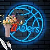 Basketball Team Neon Sign, Led Dimmable Basketball Team Logo USB Powered Hanging Light Up Neon Sign Night Light for Wall Decor, Man Cave, Game Room, Bedroom, Party, Birthday Christmas Merch Gift for Boys Fans (76rs)