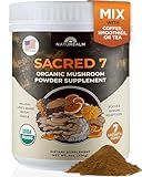 Sacred 7 Mushroom Powder Supplement, 7-in-1 Blend (7 Month Supply) | Immune Defense, Focus & Energy Support | Coffee Enhancer | Lion’s Mane, Reishi, Chaga | Organic 100% Fruiting Body Extract