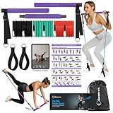 Goocrun Portable Pilates Bar Kit with Resistance Bands for Men and Women - Home Gym, Workout Kit for Body Toning – with Fitness Poster and Video