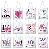 Kyyo Clyro 12 Pieces Gymnastics Canvas Tote Bags Gymnast Lover Gifts