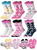 JenPen 6 Pairs Cheerleader Socks for Girls Women Cheer Team Cotton Crew Socks Cheerleading Gifts for Cheerleaders Practice Game Day Team Spirit Supplies