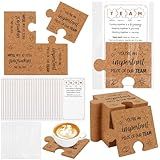 36 Sets-108Pcs Employee Appreciation Coasters Gifts Inspirational Puzzle Piece Coasters You Make a Difference Motivational Coaster‘s with Thank You Cards Bags for Coworker Staff Office Team Gift