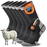Niorasen Merino Wool Hiking Crew Socks for Men & Women, Thick Thermal Cushioned Winter Socks, Moisture-Wicking, 3 Pairs