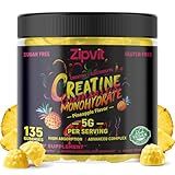 Zipvit Creatine Monohydrate Gummies (5g) – Pre-Workout Energy & Muscle Growth Support for Men & Women | Pineapple Electrolyte Gummies (135 Count)