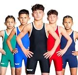 Elite Sports Kids Wrestling Youth Singlet, Standard Boys Wrestling Singlets (Black, Small)