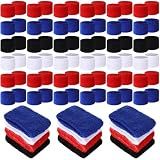 Lounsweer 72 Pcs Wrist Sweatbands Bulk, Red, Royal Blue, White, Black
