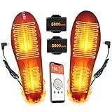 Heated Insoles for Men, Rechargeable 5000mAh Battery Foot Warmers Up to 11 Hours, Washable Cut to Fit Thermal Shoe Inserts for Outdoor Work, Hunting, Skiing, Hiking, Cycling, Fishing, with App L