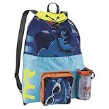 TYR Big Mesh Mummy Backpack for Swim, Gym and Workout Gear, Black, 40-Liter Capacity