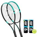 Dunlop Sports 2-Pack Team 260 Pre-Strung Tennis Racket + 2 cans Tennis Balls, Grip Size 4 1/4