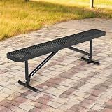 6 Feet Outdoor Benches, Black Heavy Duty Metal Park Bench for Outside, Weatherproof Dock Bench, 72" L Commercial Benches Backless Bench for Shopping Mall, Store, Lawn, Park, Patio, Deck, Garden