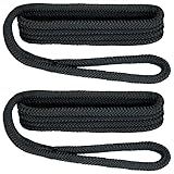 Extreme Max 3006.2168 BoatTector Premium Double Braid Nylon Fender Line Value 2-Pack - 3/8" x 6', Black