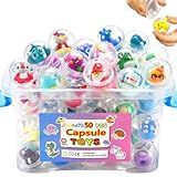 Arcimatto 50 Pack Adorable Party Favors Capsule Toys, Bulk Mini Kawaii Claw Machine Prizes Birthday Gifts for Boys Girls Goodie Bag Christmas Stocking Easter Stuffers Treasure Box Classroom Prizes
