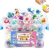 Arcimatto 50 Pack Adorable Party Favors Capsule Toys, Bulk Mini Kawaii Claw Machine Prizes Birthday Gifts for Boys Girls Goodie Bag Christmas Stocking Easter Stuffers Treasure Box Classroom Prizes