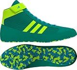 adidas HVC 2 Wrestling Shoes, Teal/Solar Green/Cyan, Adult 16