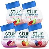 Stur Liquid Water Enhancer | Electrolyte Variety Pack | Naturally Sweetened | High in Antioxidants | Sugar Free | Zero Calories | Keto | Vegan | 5 Bottles, Makes 90 Drinks