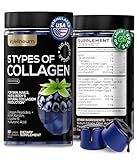Collagen Peptides Gummies Sugar Free 3000mg Multi Collagen Blend for Hair Skin & Nails Support + 2500mg Keratin + 5000mcg Biotin, Hyaluronic Acid, Vitamin C & Zinc, 60 Gummies (Packaging May Vary)