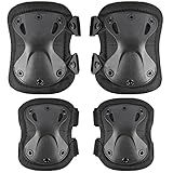 Professional Tactical Combat Knee and Elbow Protective Pads Sets Advanced Tactical Gear Set for Airsoft Paintball Hunting Army Skate Outdoor Sports (Black)