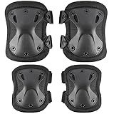 Professional Tactical Combat Knee and Elbow Protective Pads Sets Advanced Tactical Gear Set for Airsoft Paintball Hunting Army Skate Outdoor Sports (Black)