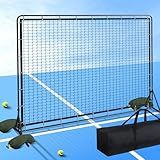 HamRoRung 9.3*7.4ft Portable Tennis Rebounder Net, Tennis Practice Wall, Tennis Training Net for Tennis Racquet Sports Ball Pickleball, Tennis Backboard Net for Tennis Court Backyard Outdoor Training,