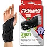 MUELLER Sports Medicine Green Fitted Wrist Brace for Men and Women, Wrist Pain Relief Support, Ideal for Carpal Tunnel, Tendonitis, Arthritis, Right Hand, Black, Small/Medium