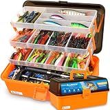 PLUSINNO Fishing Tackle Kit, Large 12X Spacious 4-Layer Tackle Box, 547 Pcs