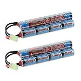 Tenergy 2 Pack 9.6V NiMH 1600mAh Rechargeable Butterfly Battery Pack with Mini Tamiya Connector for Airsoft AEG