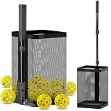 Pickleball Retriever for 40+ Balls, Pickleball Picker Upper, Pickleball Hopper Tube with Telescopic Stainless Steel Handle